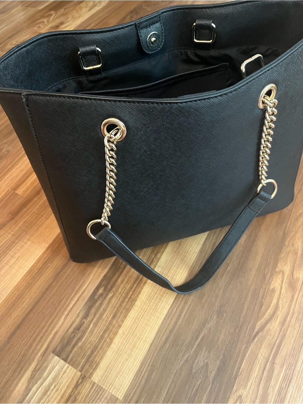 Nine West Black Tote with Gold Chain Handles